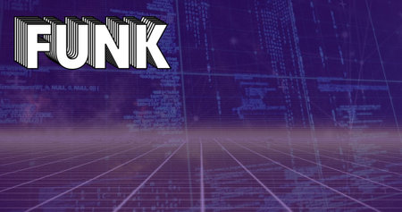 Image of funk text and data processing over black background. Global technology, social media and...