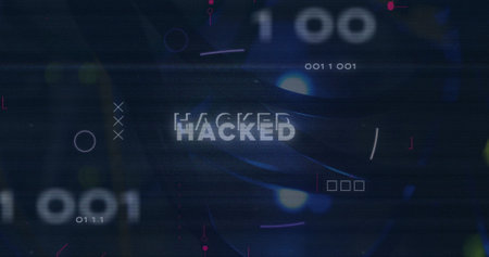Image of hacked text and data processing over computer motherboard. Global online cyber security, computing and data processing concept digitally generated image.の写真素材