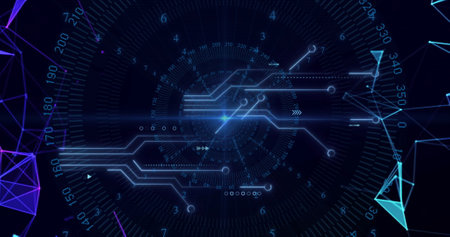 Image of connections and data processing. Global cyber security, computing and data processing...