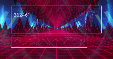 Image of data processing over tunnel. Global business and digital interface concept digitally...