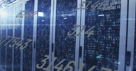 Image of data processing over computer servers. Global computing and data processing concept...