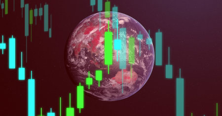 Image of globe over data processing. Global business and digital interface concept digitally...
