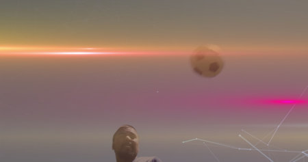 Image of network of connections over pink background. Global networking and technology concept.の写真素材