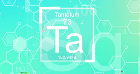 Image of chemical formula with elements over bubbles on blue background. Science, medicine and...
