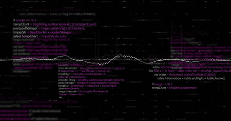 Image of data processing and diagrams over black background. Technology, business and digital...