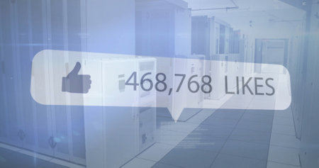 Image of social media data processing over computer servers. Global social media, connections, cloud...