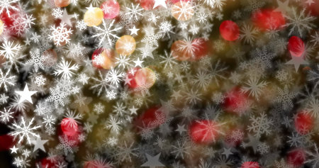 Digital composite of Snowflakes and lightsの写真素材