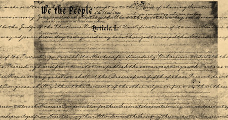 Digital image of written constitution of the United States moving in the screen 4kの写真素材