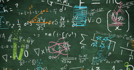 Image of maths text over mathematical equations. school, education and study concept digitally...