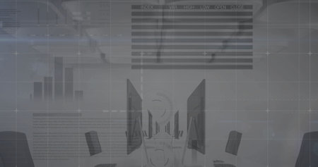 Image of financial data processing over grey background. Global finance, business, connections,...