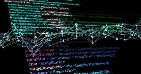 Image of scientific data processing over network of connections. Global science, connections,...