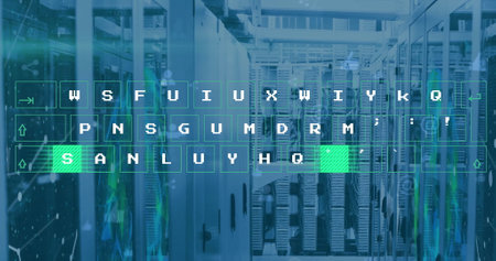 Image of data processing over computer servers. Global finance, business, connections, computing and...
