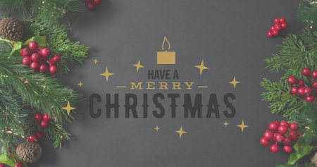 Image of christmas greetings text over christmas decorations. Christmas, festivity, celebration and...