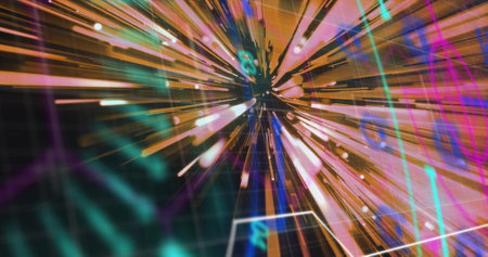 Image of scope scanning and data processing. Global finance, business, connections, computing and data processing concept digitally generated image.の写真素材