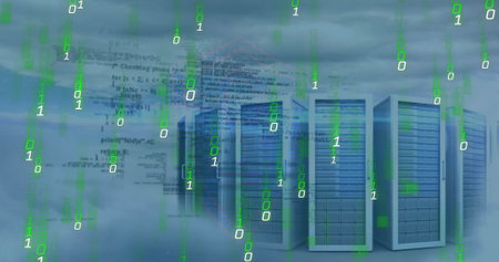 Image of financial data processing over computer servers. Global finance, business, connections,...