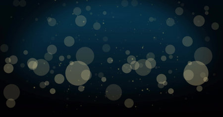 Image of grey light spots falling over dark blue background. Connection, processing, data, energy,...
