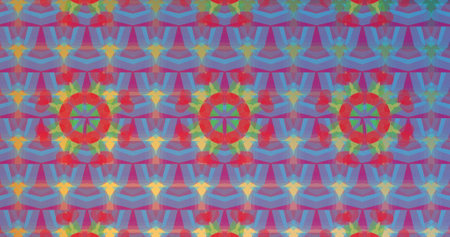 Image of vibrant abstract shapes moving on red background. Colour, pattern, shape and movement...