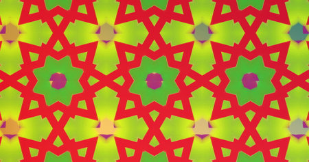 Image of vibrant abstract shapes moving on red background. Colour, pattern, shape and movement...