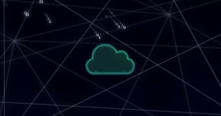 Image of network of connections with cloud over data processing. Technology and digital interface...