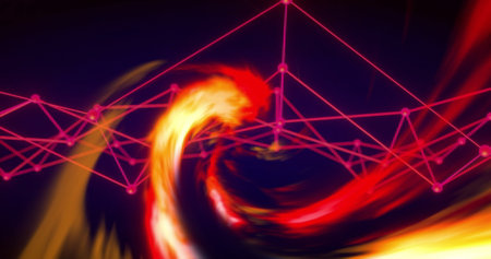 Image of scientific data processing over dna strand on dark background. Global science, research,...