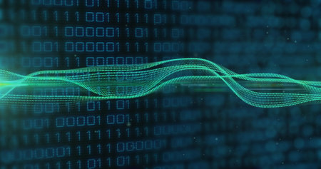 Image of binary coding data processing over networks of connections. Global connections, computing...