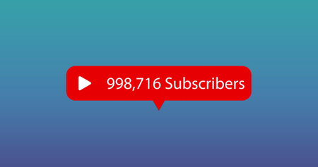 Play button and 998,716 subscribers text image over gradient background. social media, subscription,...