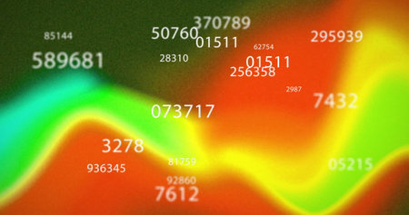 Image of data processing on red and green background. Technology, social media and digital interface concept digitally generated image.の写真素材