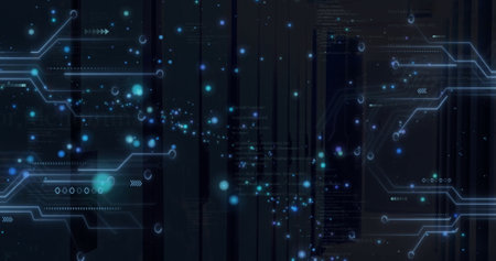 Image of computing data processing over computer servers. Global connections, computing and data...