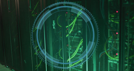 Image of digital data processing over computer servers. global cyber security, connections,...
