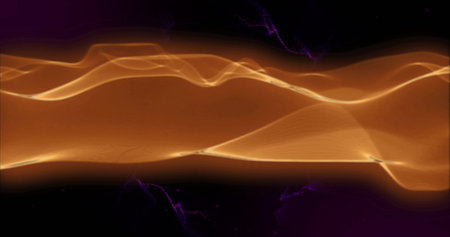 Image of glowing light trails moving over black background. Colour, shape, light and movement...