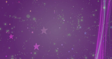 Stars and sparkles image over purple background. Glitter, twinkle, magical, fantasy, night, cosmic