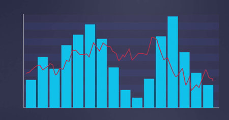 Image of financial data processing on black background. Global business, computing and digital...