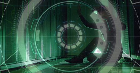 Image of digital data processing with connections over computer servers. Global connections,...