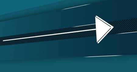 Arrow pointing right image over blue gradient background. direction, graphic, motion, digital,...