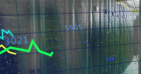 Image of financial data processing over computer servers. Global finance, business, connections,...