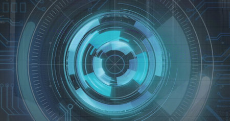 Image of scope scanning over shapes. Global technology and digital interface concept digitally...