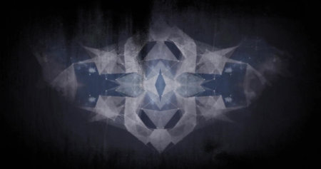 Image of white shapes moving on black background. Social media and digital interface concept digitally generated image.の写真素材