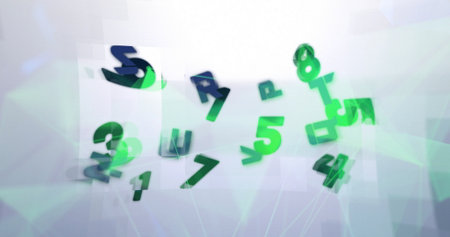 Image of numbers over network of connections on white background. Global technology, connections,...