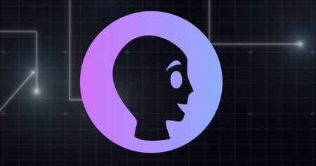 Image of digital data processing and connections with ai chatbot icon. Global artificial...