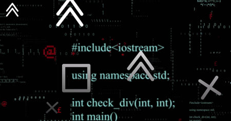 Image of digital data processing and markers over black background. Global connections, computing...