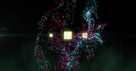 Colorful particles forming abstract shapes, data visualization image. motion, design, technology,...