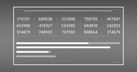 Image of scope scanning and data processing over grey background. Global connections, computing and...