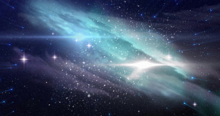 Image of glowing light spots moving over black background. Colour, shape, light and movement concept...