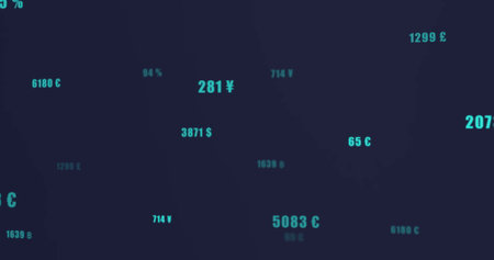Image of financial data processing over dark background. Global finance, business, connections,...