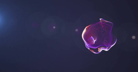 Image of colourful shapes and light spots on black background. Shapes, pattern and background...