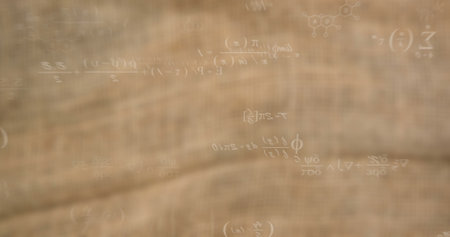 Image of mathematical data processing over grey background. Global science, connections, computing...