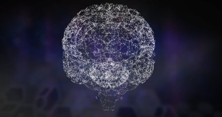 Visualizing digital brain network, interconnected nodes and lines on dark background. technology,...
