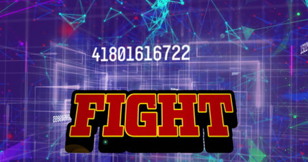 Text over multiple changing numbers and network of connections against purple background. image game interface and technology conceptの写真素材