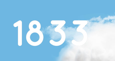 Digital image of the number displayed in bold white text over a cloudy sky background. the composition symbolizes data, networking, and digital connectivity in a serene atmosphereの写真素材