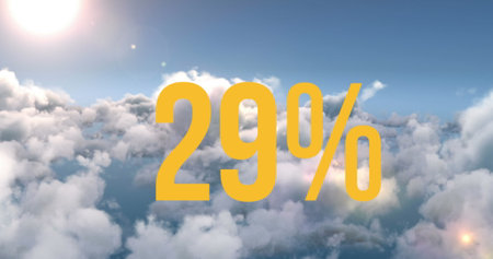 Digital image of the bold number text over a scenic sky. the composition blends technology with nature, symbolizing digital engagementの写真素材